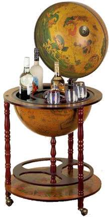 Large Wine Globe with Casters and under storage