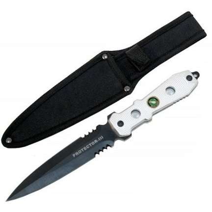 12 Inch Tactical Full Tang Knife Double Edged White Handle