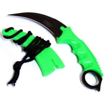 7.5 Inch Karambit Zombie Green W/ Sheath