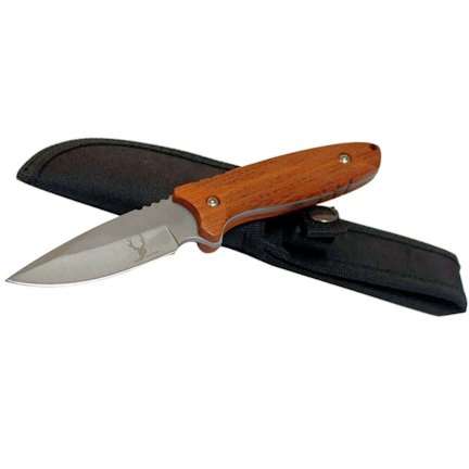 8 Inch Full Tang Knife W/ Wood Handle & Nylon Sheath