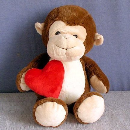 monkey teddy with heart