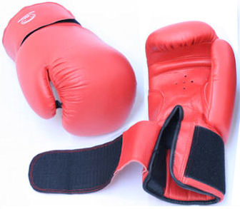 Synthetic Leather 16oz Red Gloves