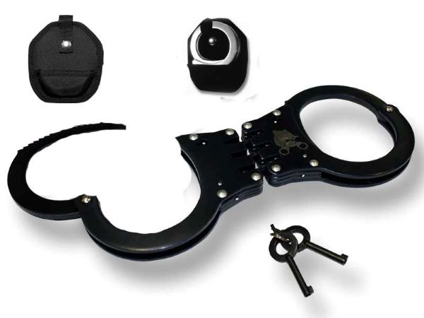 Handcuffs Hinged, Black, w/Pouch