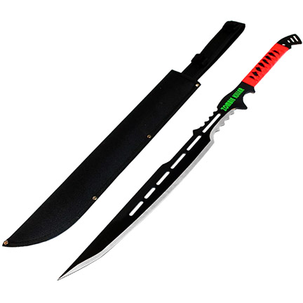 28" Full Tang Zombie Killer Hunting Sword With Red Handle & Sheath